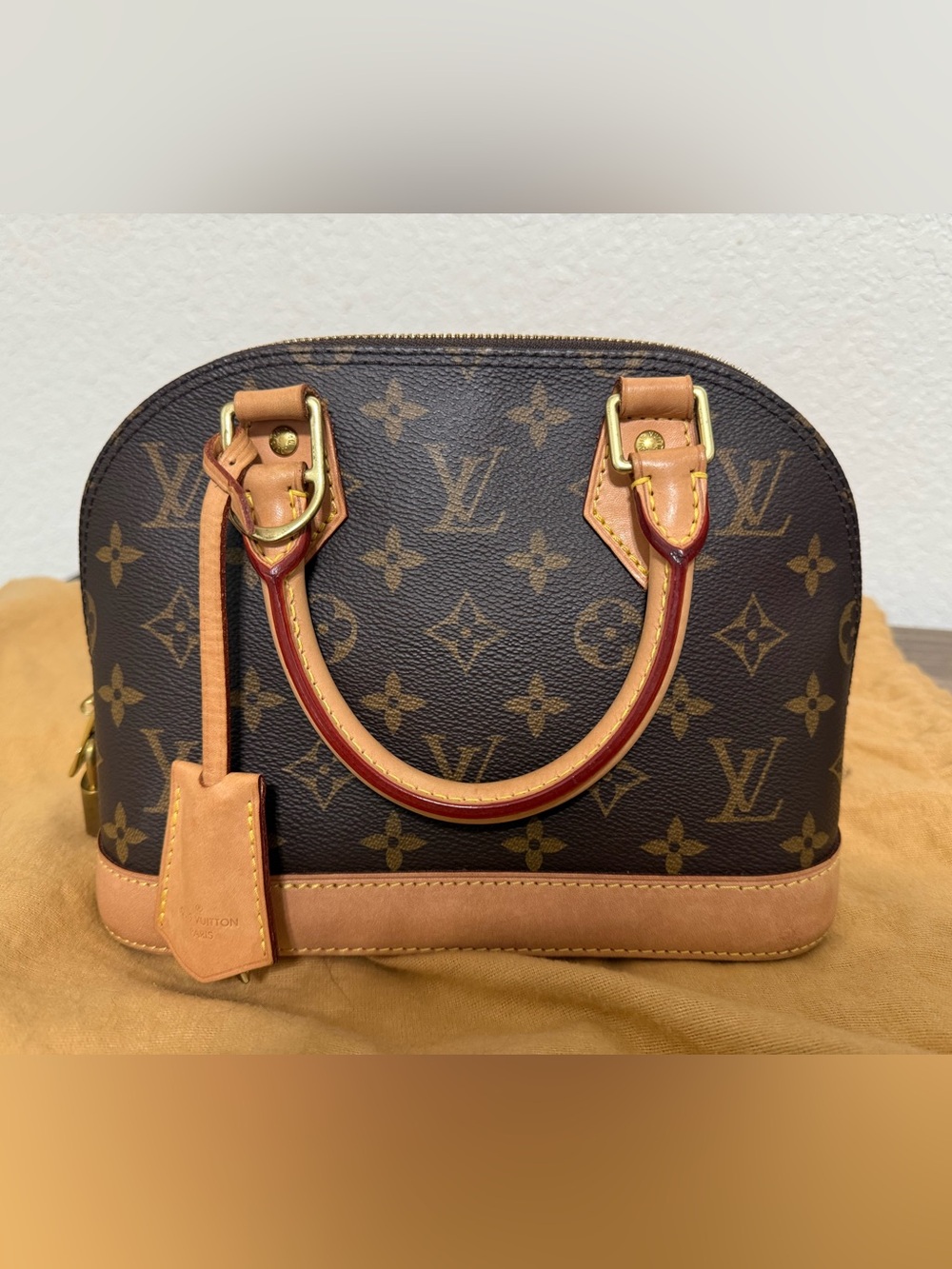 Louis Vuitton Monogram Alma BB Top-Handle Bag with Natural Vachetta Trim